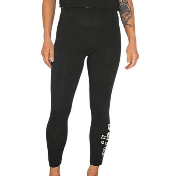 Nike Leggings Black Medium Floral Logo Print - Picture 3 of 5